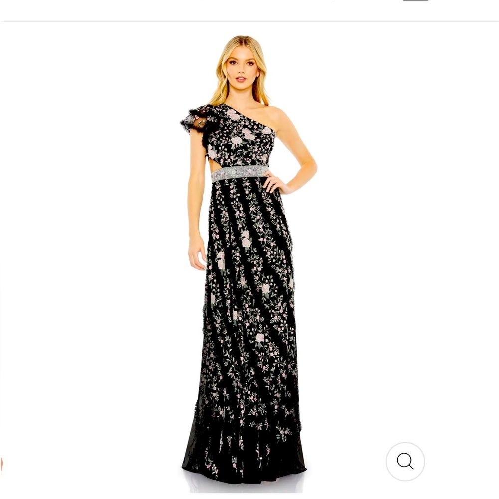 MacDuggal: EMBROIDERED RUFFLED ONE SHOULDER LACE UP GOWN * PROM, PARTY, WEDDING